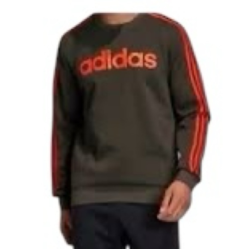 Adidas Men's Olive and Orange Crewneck Sweater Size L